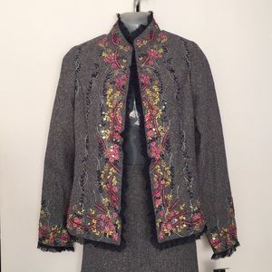 Rickie Freeman for Teri Jon Silk Blend Skirt Suit